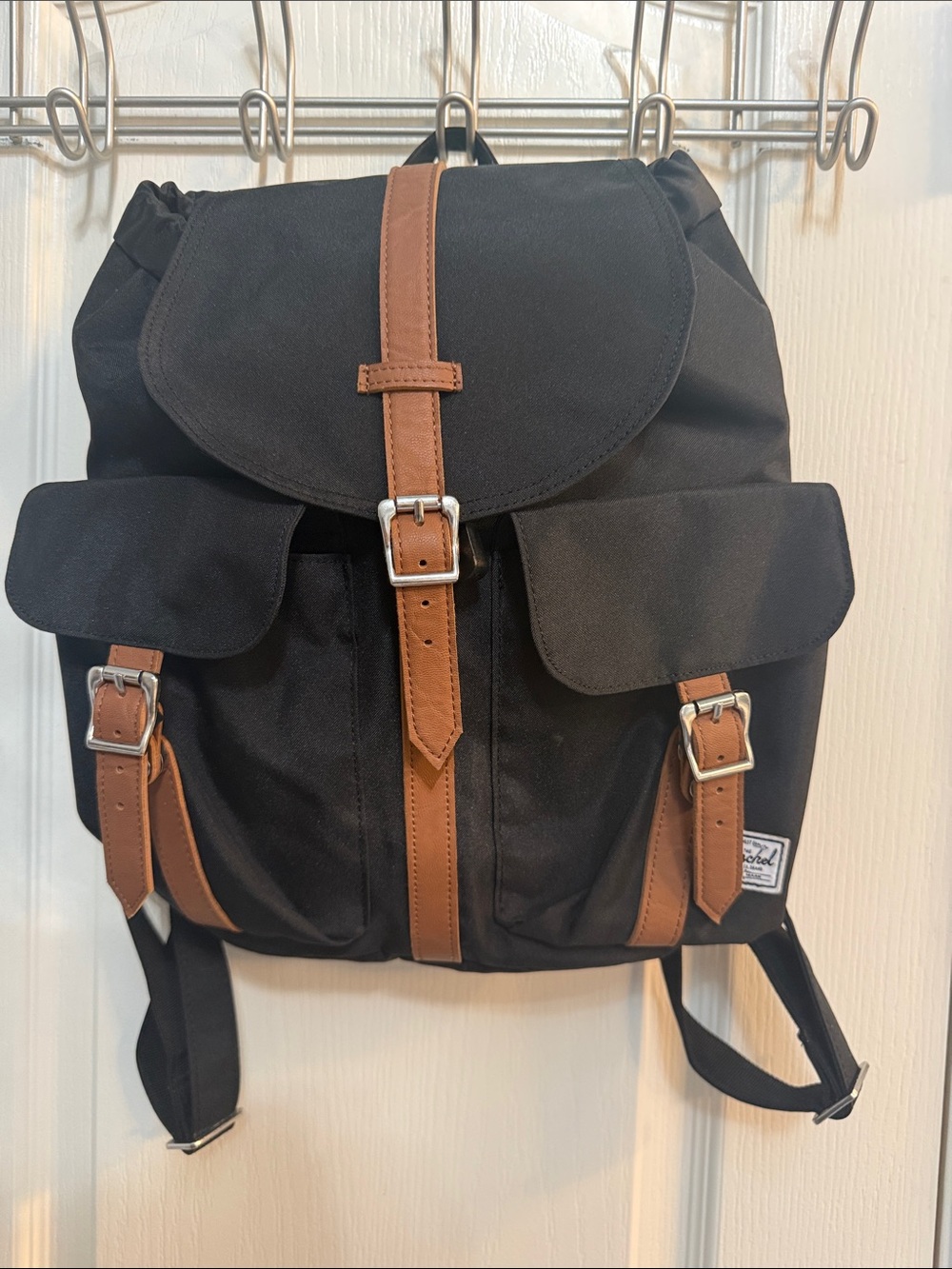 Herschel Supply Company Black Backpack with Brown Trim and Buckles